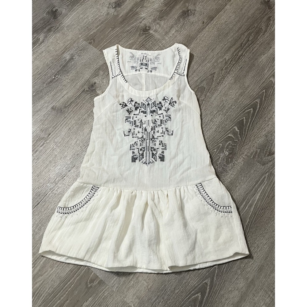 Freelance Dress Drop Waist Small White Artsy Cottage